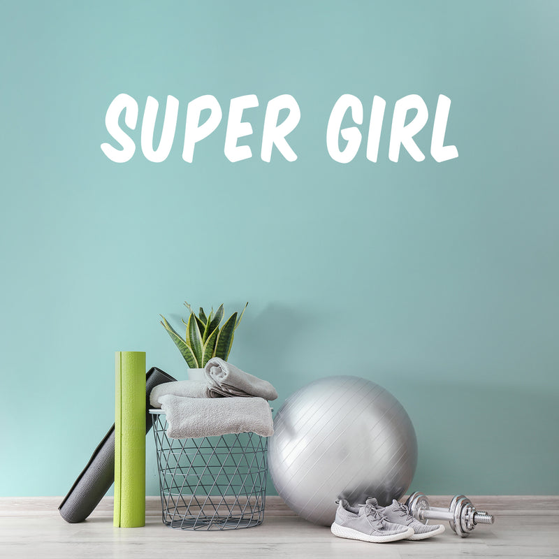 Vinyl Wall Art Decal - Super Girl - 7" x 36" - Trendy Cute Motivational Positive Girly Quote Sticker For Pilates Yoga Classes Dance Studio Home Gym Workout Room Decor 2