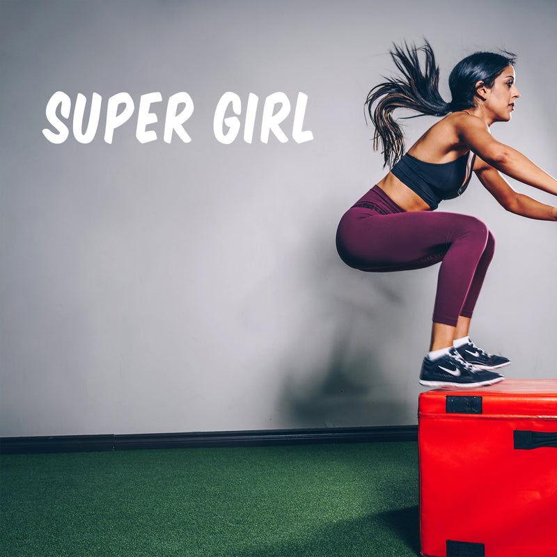 Vinyl Wall Art Decal - Super Girl - 7" x 36" - Trendy Cute Motivational Positive Girly Quote Sticker For Pilates Yoga Classes Dance Studio Home Gym Workout Room Decor 3