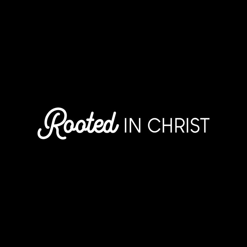 Vinyl Wall Art Decal - Rooted in Christ - 5.5" x 30" - Modern Inspirational Cute Spiritual Quote Sticker For Christian Home Bedroom Kids Room Living Room Office Coffee Shop Religious Center Decor 1