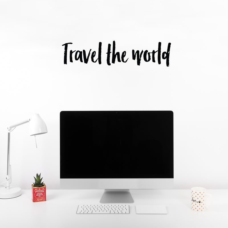 Vinyl Wall Art Decal - Travel The World - 6" x 25" - Trendy Cute Inspirational Cool Positive Vibes Quote Sticker For Adventure Lovers Office Business Coffee Shop Store School Bedroom Playroom Decor 2