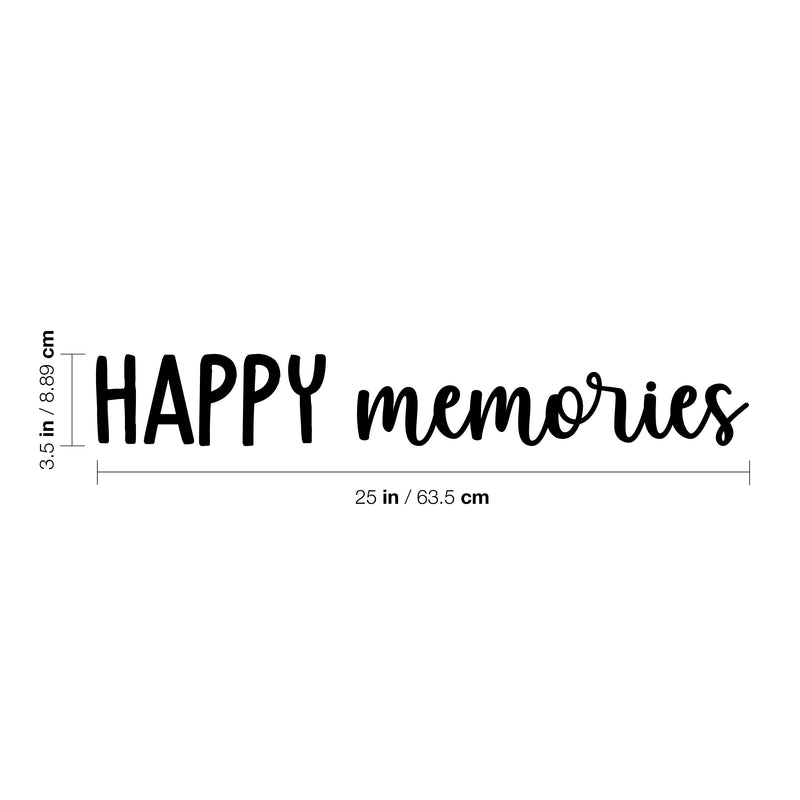 Vinyl Wall Art Decal - Happy Memories - 3. Cute Modern Inspirational Charming Lovely Cursive Quote Sticker For Home Bedroom Living Room Playroom Office Business Coffee Shop Decor 4