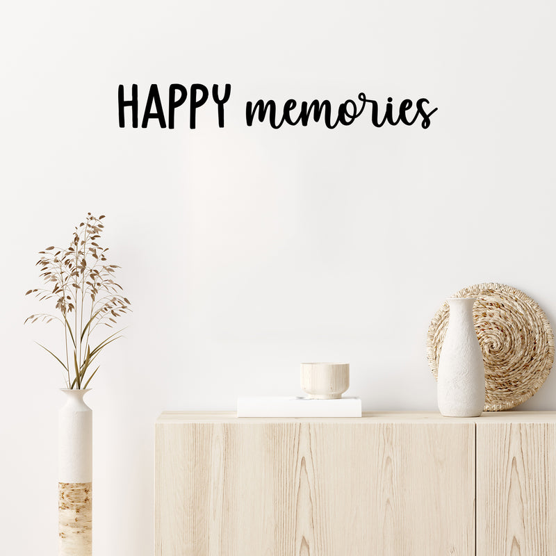 Vinyl Wall Art Decal - Happy Memories - 3. Cute Modern Inspirational Charming Lovely Cursive Quote Sticker For Home Bedroom Living Room Playroom Office Business Coffee Shop Decor 2
