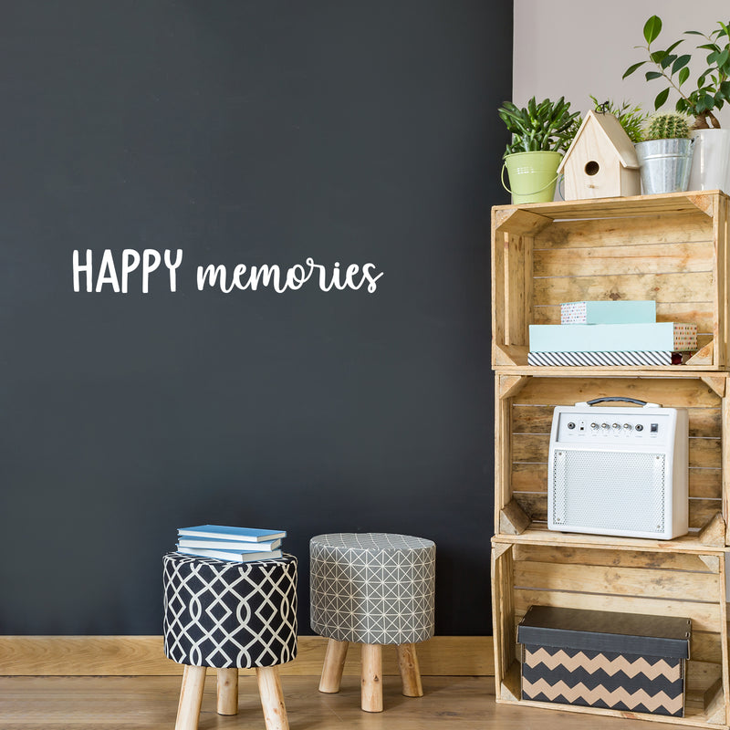Vinyl Wall Art Decal - Happy Memories - 3.5" x 25" - Cute Modern Inspirational Charming Lovely Cursive Quote Sticker For Home Bedroom Living Room Playroom Office Business Coffee Shop Decor 2