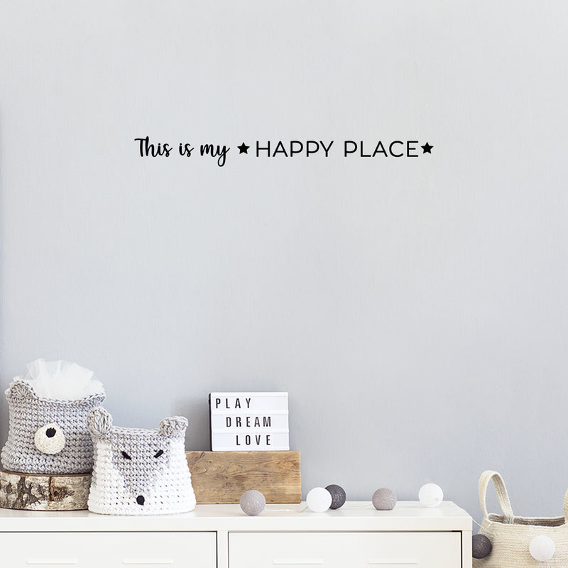 Vinyl Wall Art Decal - This Is My ? Happy Place ? - 2" x 20" - Trendy Cute Inspirational Charming Lovely Quote Sticker For Home Bedroom Kids Room Playroom Nursery Daycare School Living Room Decor 3