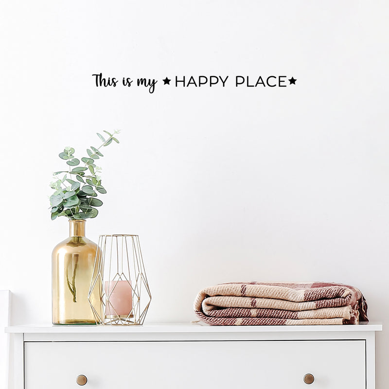 Vinyl Wall Art Decal - This Is My ? Happy Place ? - 2" x 20" - Trendy Cute Inspirational Charming Lovely Quote Sticker For Home Bedroom Kids Room Playroom Nursery Daycare School Living Room Decor 2
