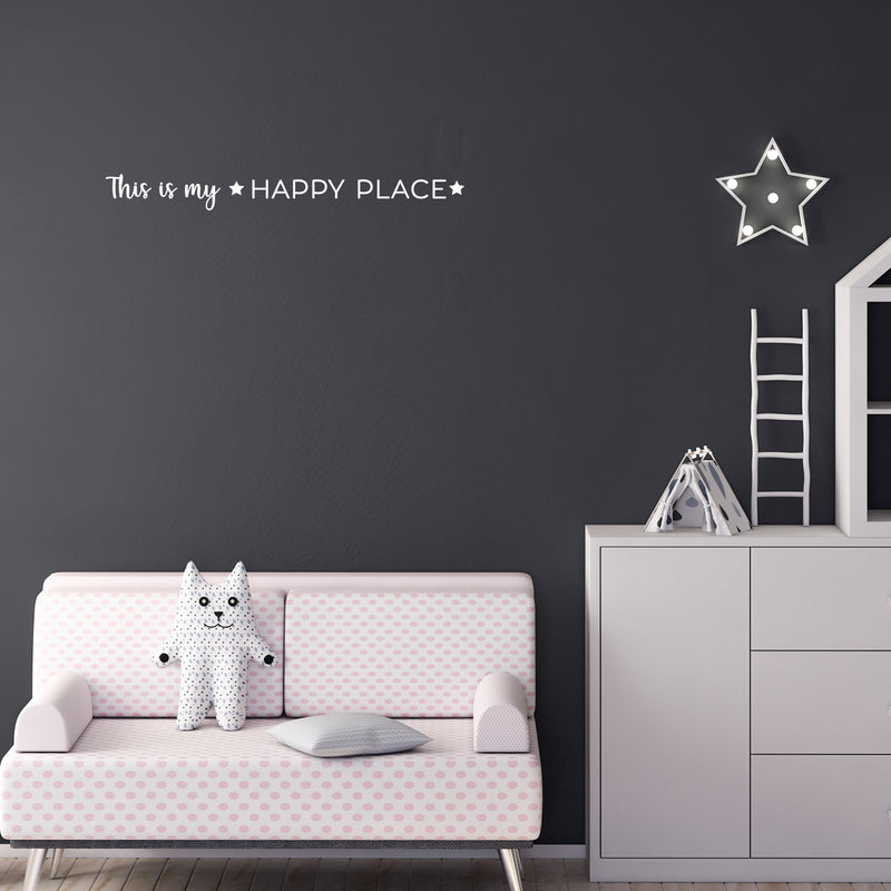 Vinyl Wall Art Decal - This Is My ? Happy Place ? - Trendy Cute Inspirational Charming Lovely Quote Sticker For Home Bedroom Kids Room Playroom Nursery Daycare School Living Room Decor 5