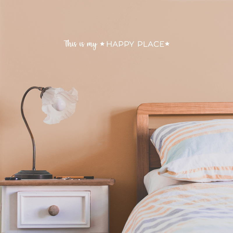 Vinyl Wall Art Decal - This Is My ? Happy Place ? - 2" x 20" - Trendy Cute Inspirational Charming Lovely Quote Sticker For Home Bedroom Kids Room Playroom Nursery Daycare School Living Room Decor 3