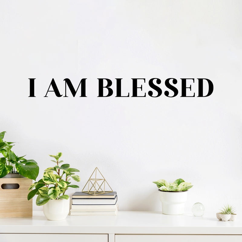 Vinyl Wall Art Decal - I Am Blessed - 2.5" x 25" - Trendy Cute Inspirational Spiritual Lovely Quote Sticker For Home Bedroom Closet Living Room Playroom Office School Coffee Shop Decor 2