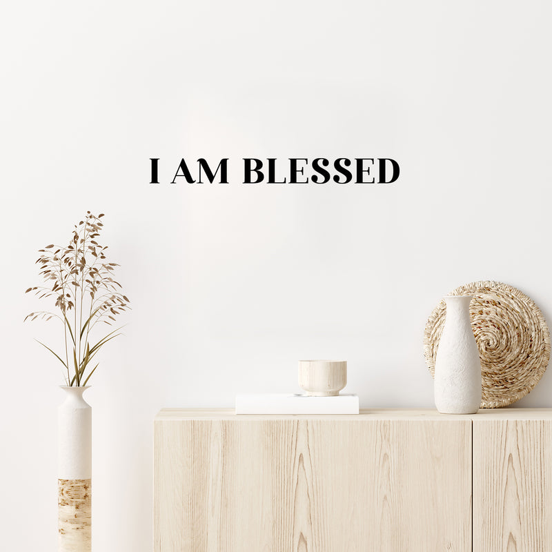 Vinyl Wall Art Decal - I Am Blessed - 2.5" x 25" - Trendy Cute Inspirational Spiritual Lovely Quote Sticker For Home Bedroom Closet Living Room Playroom Office School Coffee Shop Decor 3