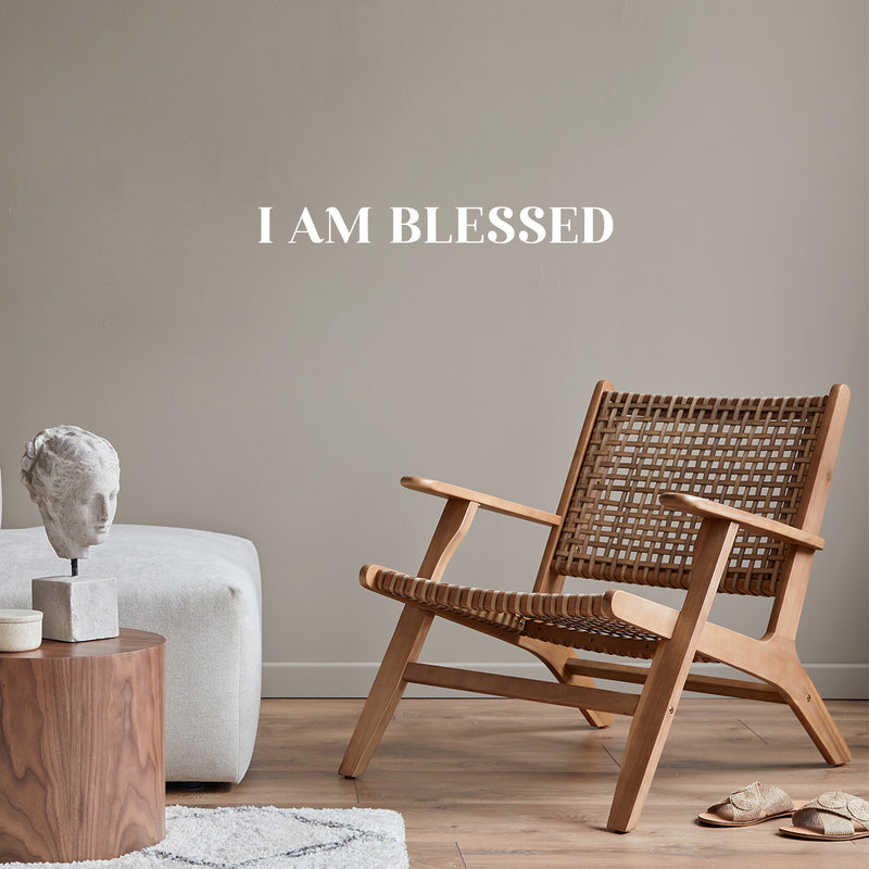 Vinyl Wall Art Decal - I Am Blessed - 2.5" x 25" - Trendy Cute Inspirational Spiritual Lovely Quote Sticker For Home Bedroom Closet Living Room Playroom Office School Coffee Shop Decor 2