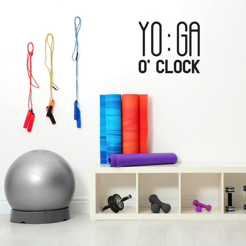 Vinyl Wall Art Decal - Yoga O' Clock - Trendy Cute Cool Inspirational Positive Fun Design Quote Sticker For Pilates Yoga Classes Dance Studio Gym Fitness Home Workout Room Decor 2