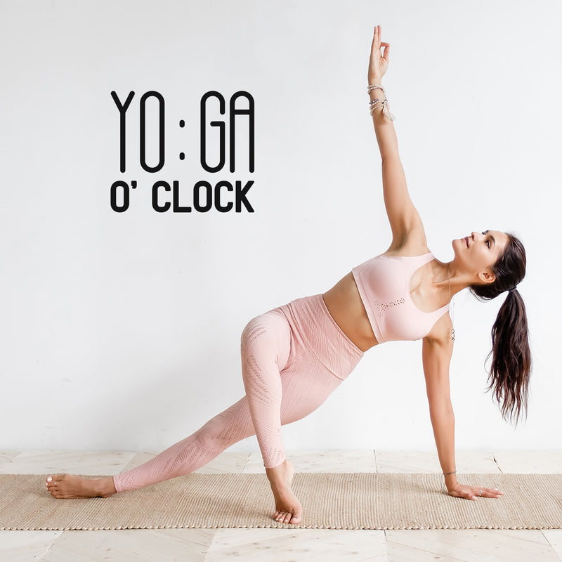 Vinyl Wall Art Decal - Yoga O' Clock - 17" x 20" - Trendy Cute Cool Inspirational Positive Fun Design Quote Sticker For Pilates Yoga Classes Dance Studio Gym Fitness Home Workout Room Decor 3