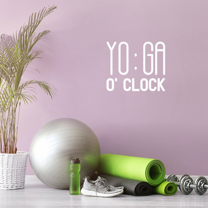 Vinyl Wall Art Decal - Yoga O' Clock - 17" x 20" - Trendy Cute Cool Inspirational Positive Fun Design Quote Sticker For Pilates Yoga Classes Dance Studio Gym Fitness Home Workout Room Decor 3