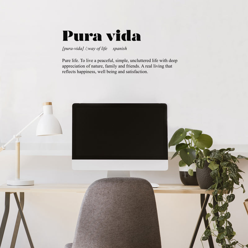 Vinyl Wall Art Decal - Pura Vida / Pure Life - 11.5" x 30" - Trendy Cool Inspirational Positive Vibes Spanish Phrase Quote Sticker For Office Business Store Coffee Shop Bedroom Living Room Decor 3