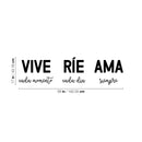 Vinyl Wall Art Decal - Vive Rie Ama / Live Laugh Love - Trendy Cute Inspirational Positive Lovely Spanish Quote Sticker For Bedroom Closet Living Room Office Storefront Coffee Shop Decor 4