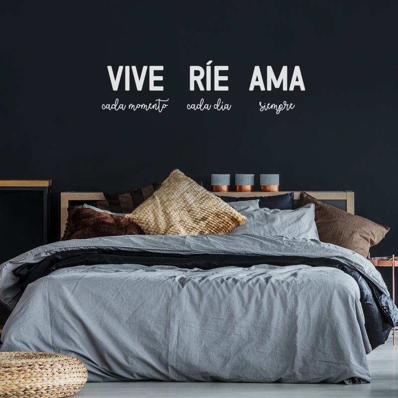 Vinyl Wall Art Decal - Vive Rie Ama / Live Laugh Love  - 17" x 56" - Trendy Cute Inspirational Positive Lovely Spanish Quote Sticker For Bedroom Closet Living Room Office Storefront Coffee Shop Decor 2