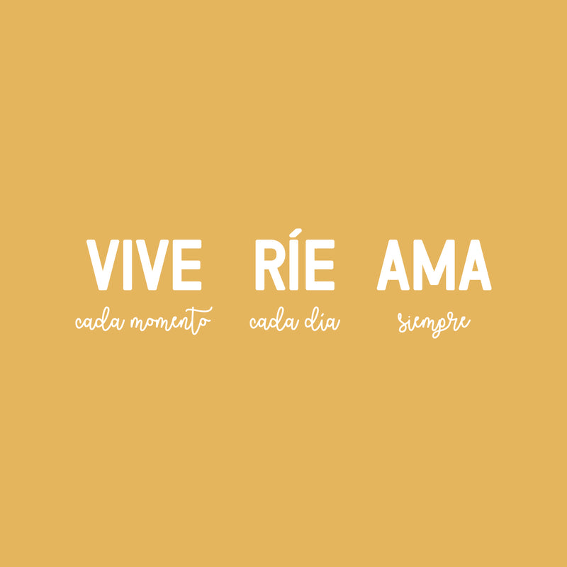 Vinyl Wall Art Decal - Vive Rie Ama / Live Laugh Love  - 17" x 56" - Trendy Cute Inspirational Positive Lovely Spanish Quote Sticker For Bedroom Closet Living Room Office Storefront Coffee Shop Decor 1