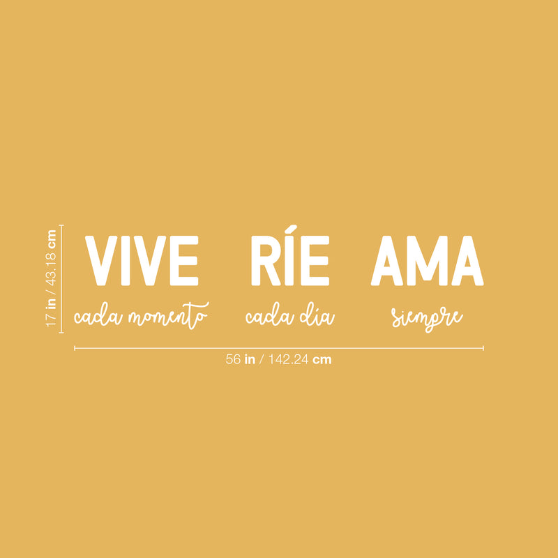 Vinyl Wall Art Decal - Vive Rie Ama / Live Laugh Love  - 17" x 56" - Trendy Cute Inspirational Positive Lovely Spanish Quote Sticker For Bedroom Closet Living Room Office Storefront Coffee Shop Decor 4