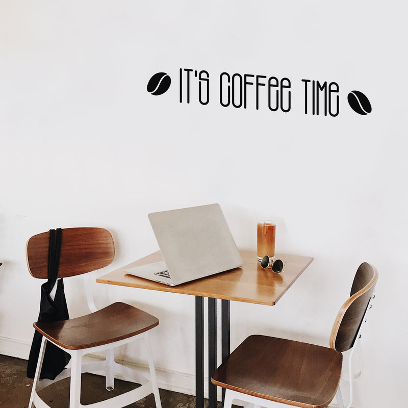 Vinyl Wall Art Decal - It's Coffee Time - 5" x 30" - Trendy Humor Cafe Quote Sticker For Coffee Lovers Home Bedroom Work Office Kitchen Dining Room Decor 3