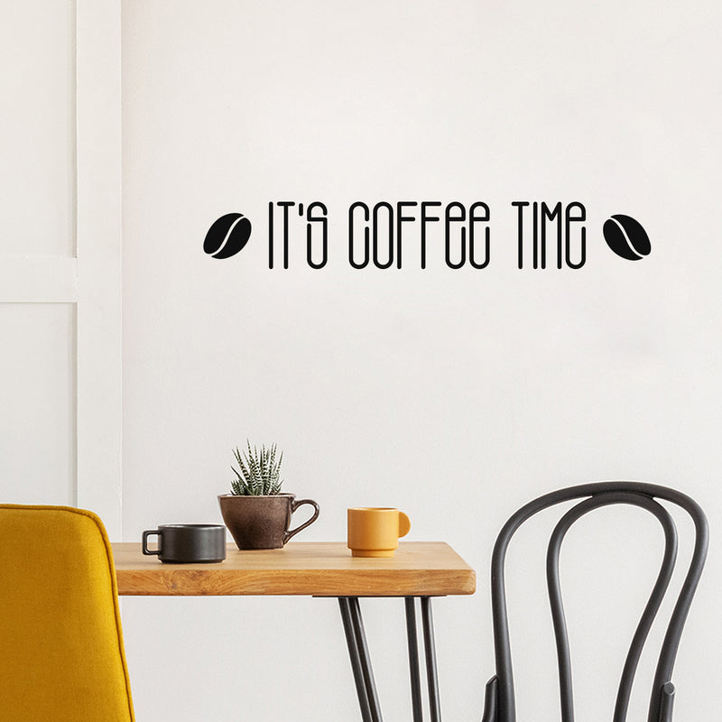 Vinyl Wall Art Decal - It's Coffee Time - Trendy Humor Cafe Quote Sticker For Coffee Lovers Home Bedroom Work Office Kitchen Dining Room Decor 2