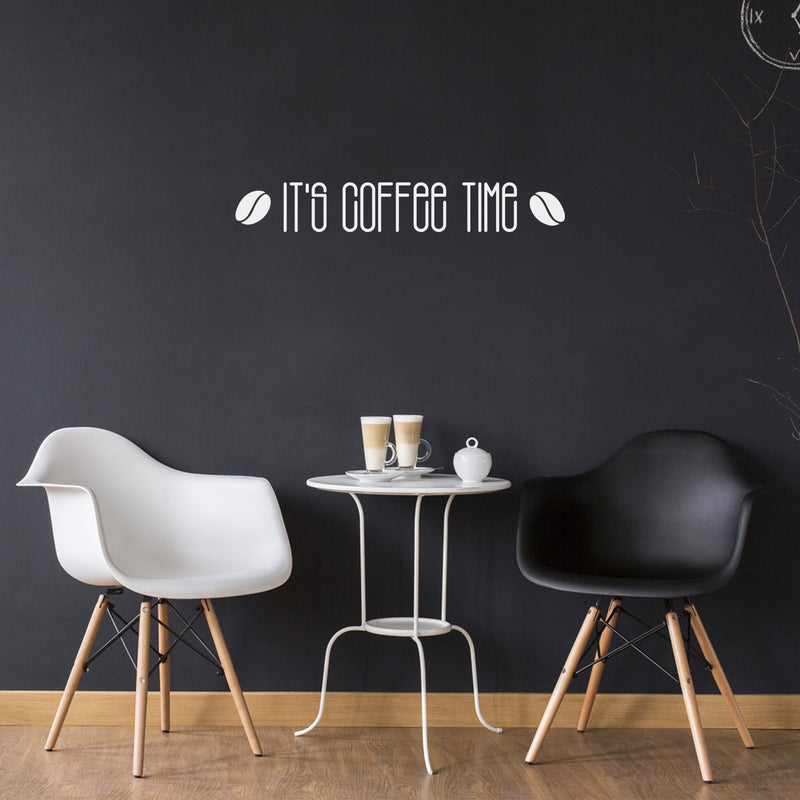 Vinyl Wall Art Decal - It's Coffee Time - 5" x 30" - Trendy Humor Cafe Quote Sticker For Coffee Lovers Home Bedroom Work Office Kitchen Dining Room Decor 2
