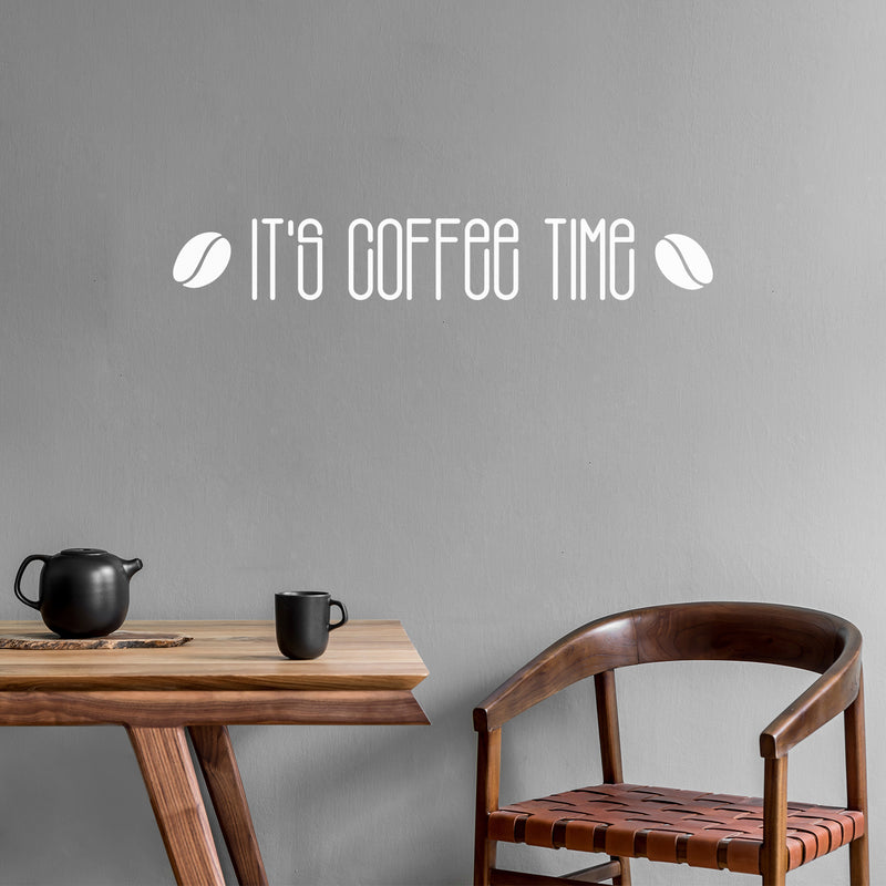 Vinyl Wall Art Decal - It's Coffee Time - 5" x 30" - Trendy Humor Cafe Quote Sticker For Coffee Lovers Home Bedroom Work Office Kitchen Dining Room Decor 3