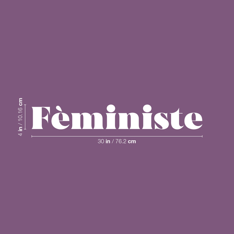 Vinyl Wall Art Decal - Féministe - 4" x 30" - French Word Trendy Motivational Feminism Quote Sticker For Women Home Bedroom Living Room Work Office Decor 4