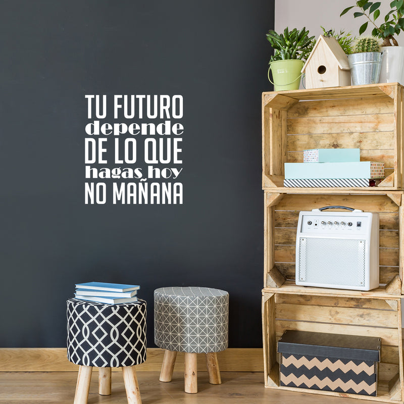 Vinyl Wall Art Decal - El Futuro Depende De Lo Que Hagas Ahora - Trendy inspirational Cool Positive Mind Spanish Phrase Quote Sticker For Office Business Home Gym Living Room Decor 5