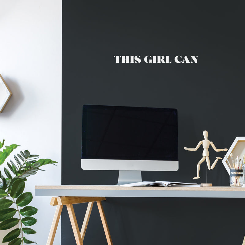 Vinyl Wall Art Decal - This Girl Can - 2" x 20" - Cute Trendy Motivational Positive  Good Vibes Girly Quote Sticker For Bedroom Closet Playroom Boutique Beauty Salon Coffee Shop Feminine Decor 2