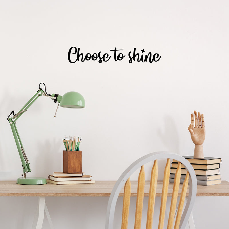 Vinyl Wall Art Decal - Choose To Shine - 3.5" x 22" - Trendy Inspirational Positive Quote Sticker Modern Desig For Home Bedroom Living Room Home Office Store Decor 3