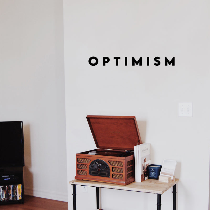 Vinyl Wall Art Decal - Optimism - Trendy Minimal Inspirational Positive Quote Sticker For Home Bedroom Kids Room Living Room Home Office Classroom Decor 2