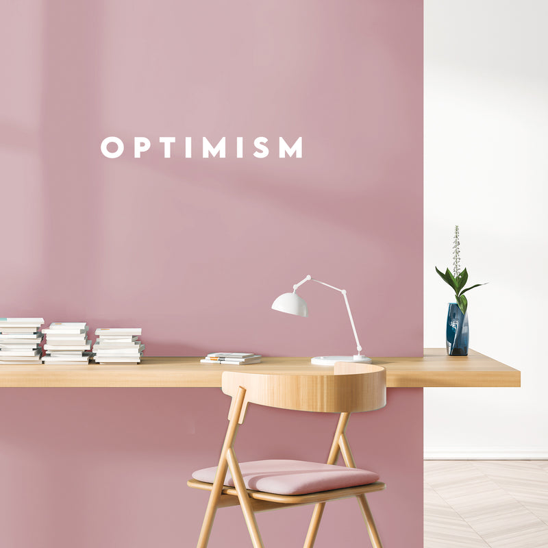 Vinyl Wall Art Decal - Optimism - 3" x 28" - Trendy Minimal Inspirational Positive Quote Sticker For Home Bedroom Kids Room Living Room Home Office Classroom Decor 3