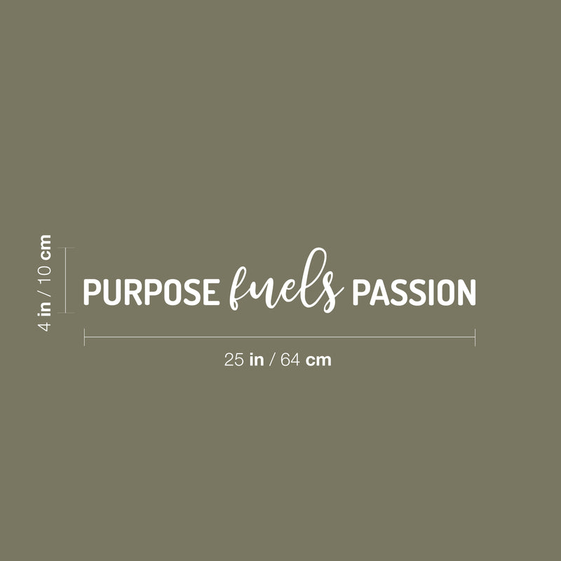 Vinyl Wall Art Decal - Purpose Fuels Passion - 4" x 25" - Modern Motivational Goals Quote Sticker For Home Work Office Bedroom Living Room Classroom Decor 4