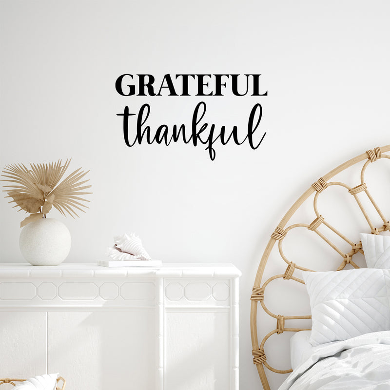 Vinyl Wall Art Decal - Grateful Thankful - 15" x 26" - Trendy Cute Inspirational Optimism Quote Sticker For Home Bedroom Kids Room Living Room Home Office Classroom Decor 3