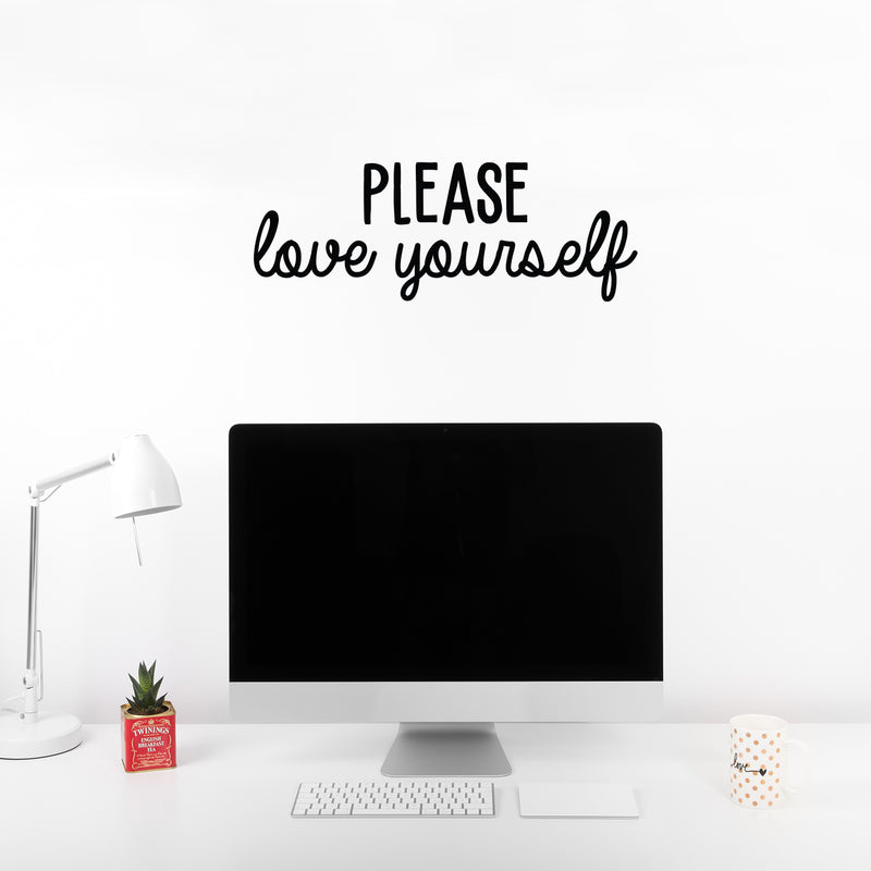 Vinyl Wall Art Decal - Please Love Yourself - Modern Motivational Positive Self Love Quote Sticker For Bedroom Closet Home Office Living Room Bathroom Decor 2