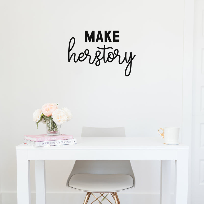 Vinyl Wall Art Decal - Make Herstory - 17" x 25" - Trendy Inspirational Feminism Quote Sticker For Women Home Office Living Room Bedroom Makeup Mirror Decor 3