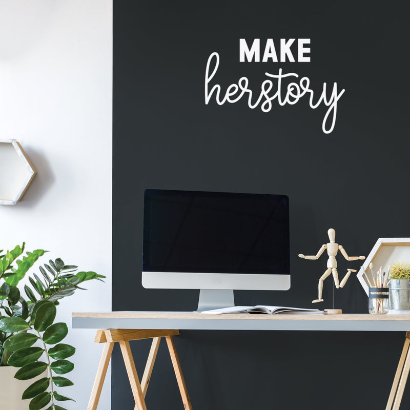 Vinyl Wall Art Decal - Make Herstory - 17" x 25" - Trendy Inspirational Feminism Quote Sticker For Women Home Office Living Room Bedroom Makeup Mirror Decor 2