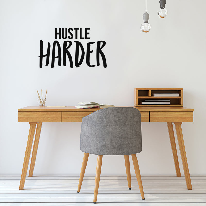 Vinyl Wall Art Decal - Hustle Harder - 17" x 28" - Modern Motivational Goals Quote Sticker For Home Bedroom Work Office Living Room Yoga Classroom Gym Decor 2