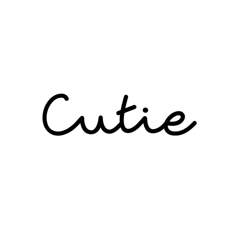 Vinyl Wall Art Decal - Cutie - 6" x 22" - Trendy Cute Inspirational Lovely Quote Sticker For Bedroom Closets Living Room Kids Room Playroom Nursery Baby Room Daycare Charming Decor 1