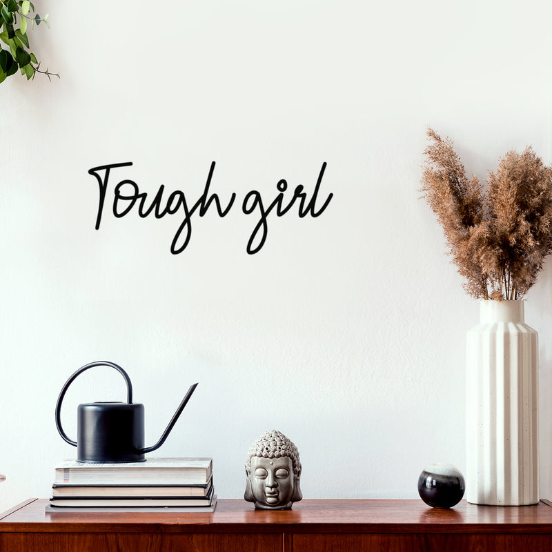 Vinyl Wall Art Decal - Tough Girl - 8" x 20" - Trendy Inspirational Feminism Quote Sticker For Women Home Office Living Room Bedroom Makeup Mirror Decor 2