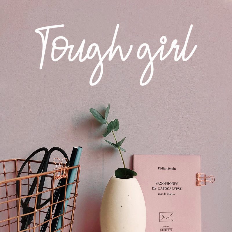 Vinyl Wall Art Decal - Tough Girl - 8" x 20" - Trendy Inspirational Feminism Quote Sticker For Women Home Office Living Room Bedroom Makeup Mirror Decor 2