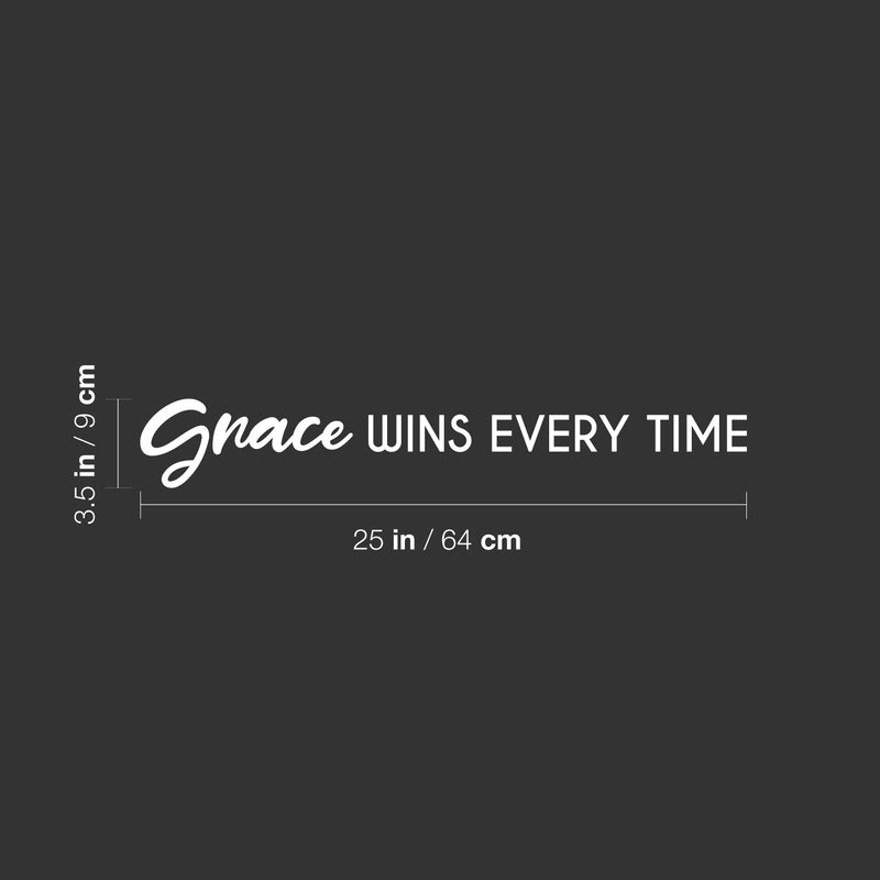 Vinyl Wall Art Decal - Grace Wins Every - 3.5" x 25" - Trendy Cute Inspirational Lovely Spiritual Quote Sticker For Home Bedroom Closet Living Room Kids Room Office Religious Center Decor 4