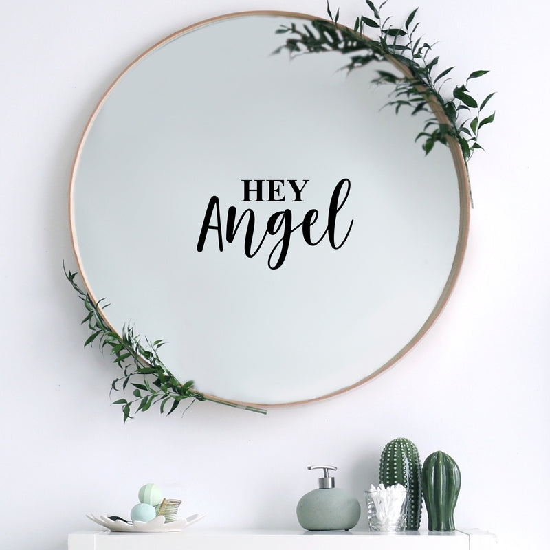 Vinyl Wall Art Decal - Hey Angel - 8.5" x 15" - Trendy Cute Inspirational Lovely Quote Sticker For Home Bedroom Closets Living Room Kids Room Playroom Nursery Baby Room Daycare Decor 3