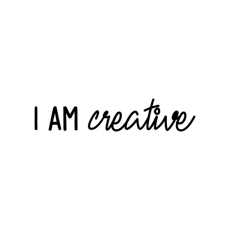 Vinyl Wall Art Decal - I Am Creative - 4" x 20" - Trendy Fun Inspiring Cute Positive Quote Sticker For Home Bedroom Living Room Playroom School Classroom Office Business Coffee Shop Decor 1