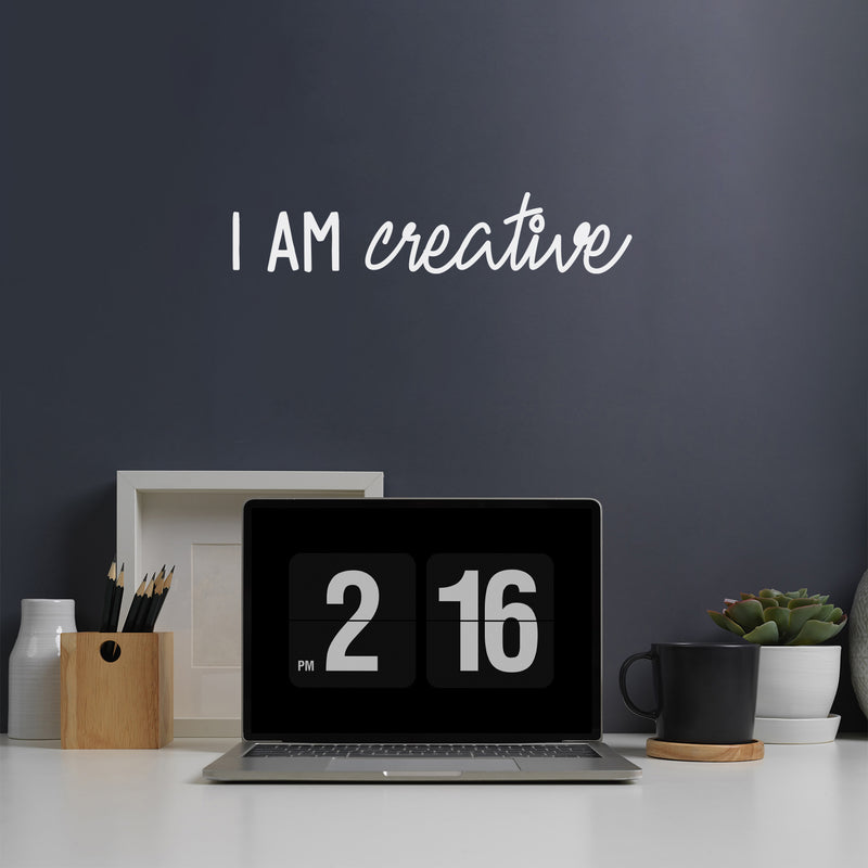 Vinyl Wall Art Decal - I Am Creative - 4" x 20" - Trendy Fun Inspiring Cute Positive Quote Sticker For Home Bedroom Living Room Playroom School Classroom Office Business Coffee Shop Decor 2