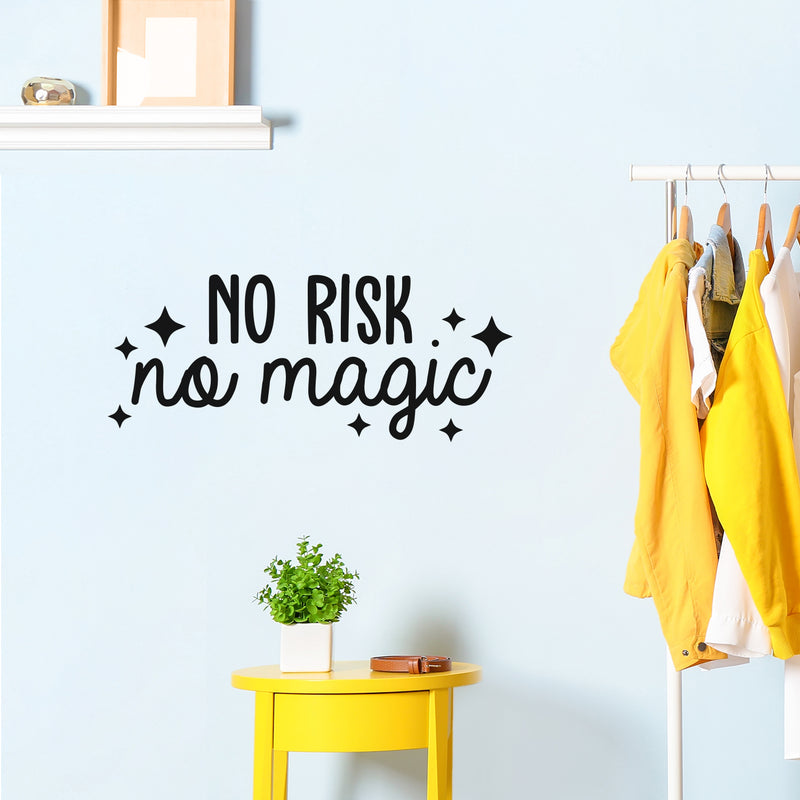 Vinyl Wall Art Decal - No Risk No Magic - 12.5" x 30" - Trendy Cool Motivational Positive Fun Star Design Quote Sticker For Bedroom Living Room Classroom School Office Coffee Shop Decor 2