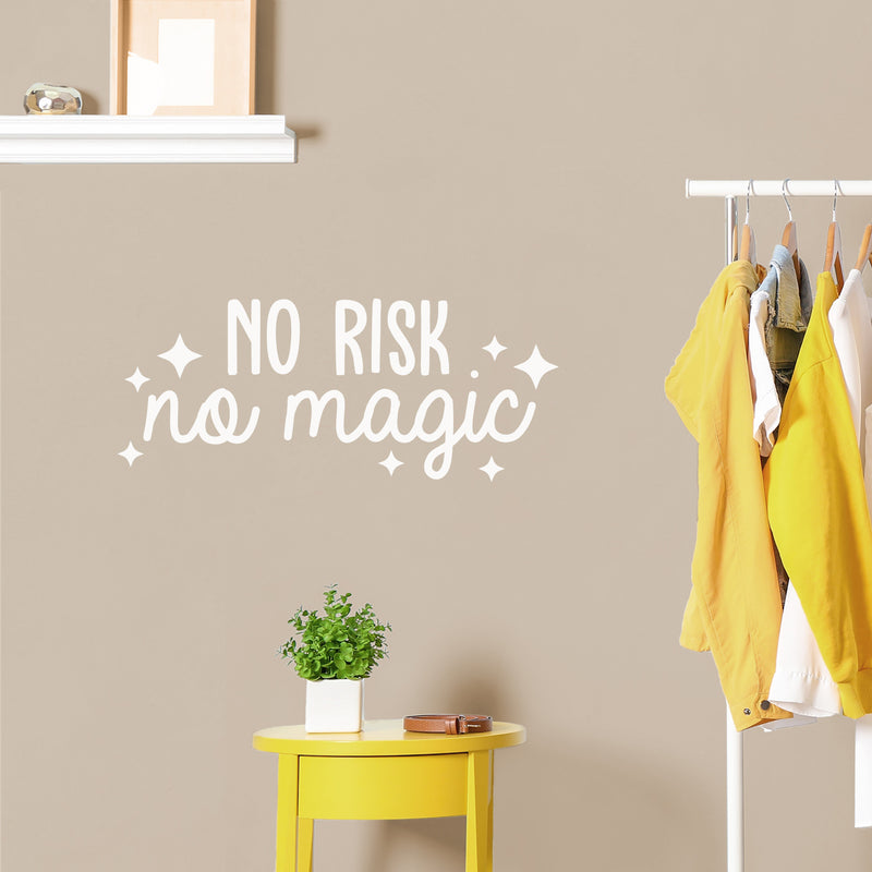 Vinyl Wall Art Decal - No Risk No Magic - 12.5" x 30" - Trendy Cool Motivational Positive Fun Star Design Quote Sticker For Bedroom Living Room Classroom School Office Coffee Shop Decor 2