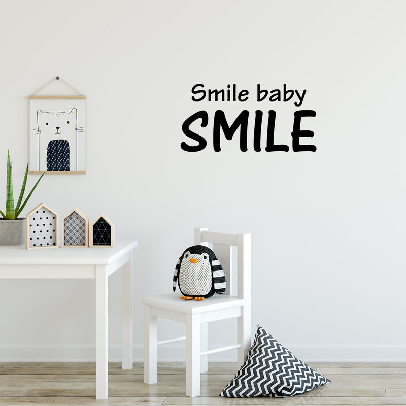 Vinyl Wall Art Decal - Smile Baby Smile - 12. Trendy Cute Inspiring Positive Lovely Quote Sticker For Bedroom Living Room Kids Room Playroom Nursery Baby Room Daycare Decor 2