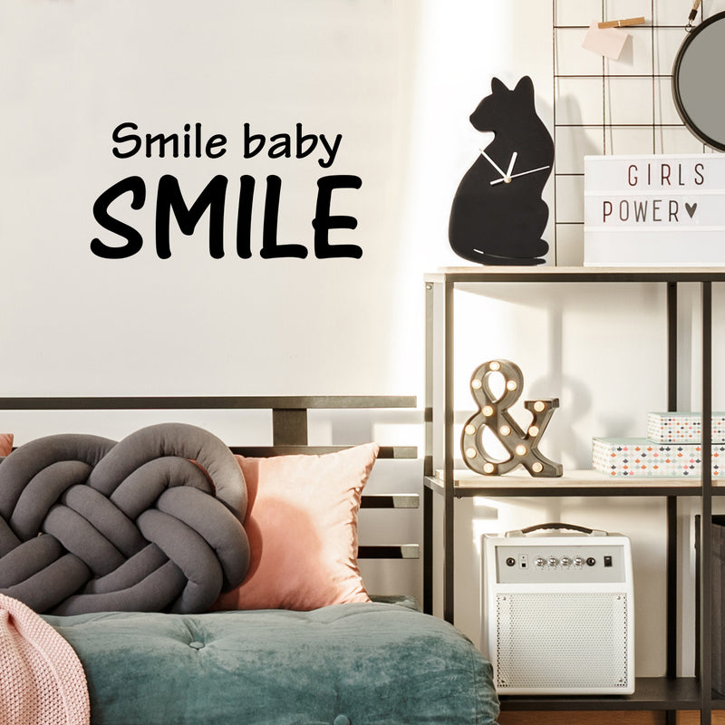 Vinyl Wall Art Decal - Smile Baby Smile - 12.5" x 25" - Trendy Cute Inspiring Positive Lovely Quote Sticker For Bedroom Living Room Kids Room Playroom Nursery Baby Room Daycare Decor 3