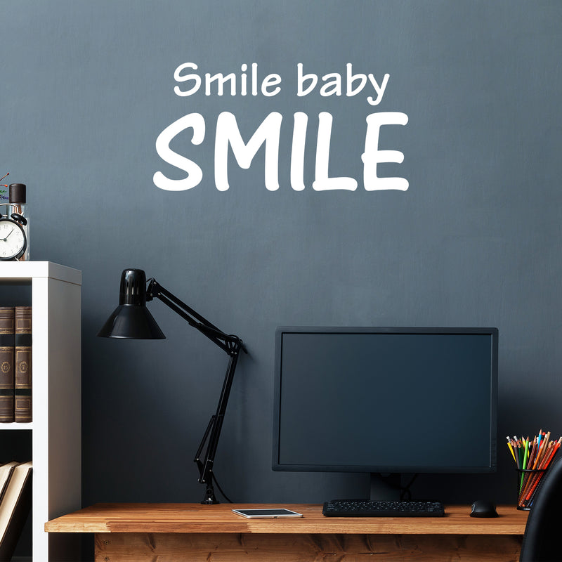 Vinyl Wall Art Decal - Smile Baby Smile - 12. Trendy Cute Inspiring Positive Lovely Quote Sticker For Bedroom Living Room Kids Room Playroom Nursery Baby Room Daycare Decor 5